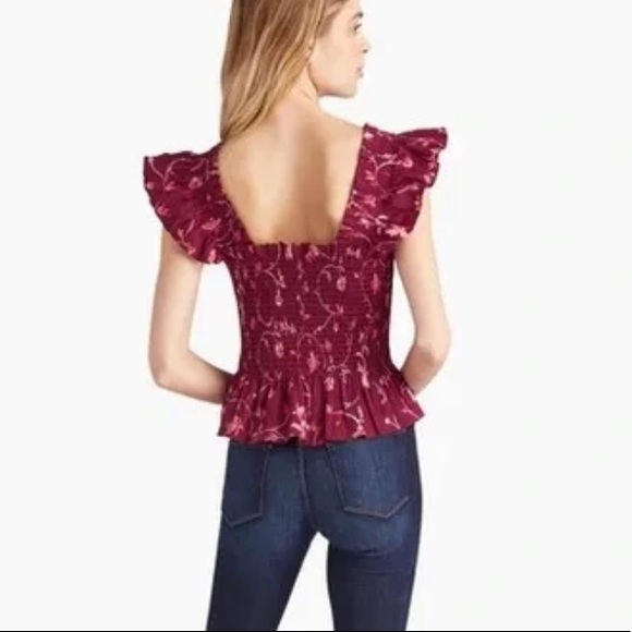 Hill House Paz Top in Burgundy Botanical - Picture 3 of 8
